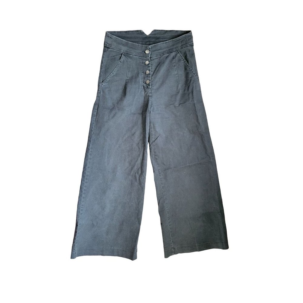 Loup Black Wide Leg Cropped Jeans Size Small